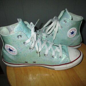 CONVERSE Green Glitter Hi-Top Sneakers